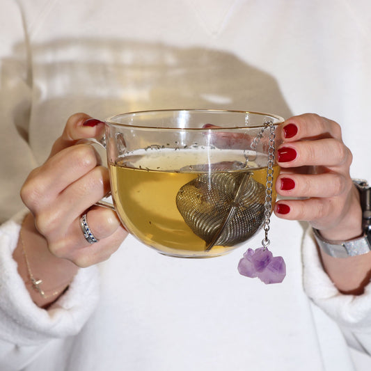 Raw Crystal Gemstone Tea Strainer - Black Obsidian