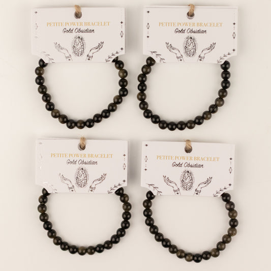Petite Power Bracelet (17cmx6mm) - Gold Obsidian