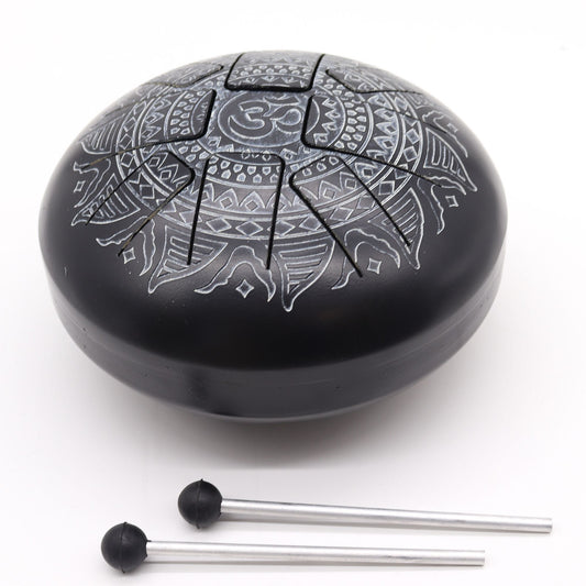 Happy Drum Om Mandala Engraved- 22x15cm
