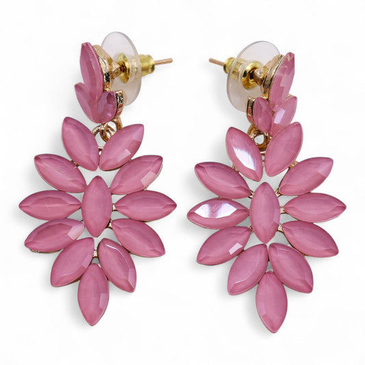 Soft Pink - Vintage Glass - Long Drop - Earrings