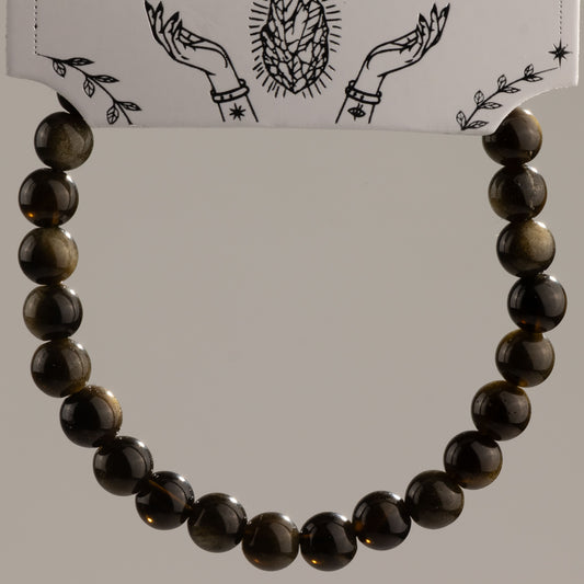 Petite Power Bracelet (17cmx6mm) - Gold Obsidian