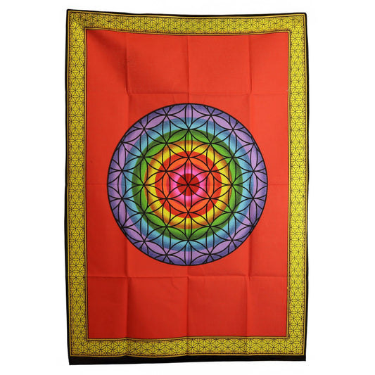 Cotton Wall Art (70x110cm) - Rainbow Flower of Life