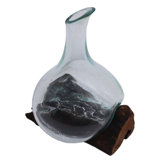 Molten Glass Mini Decanter on Wood 20cm