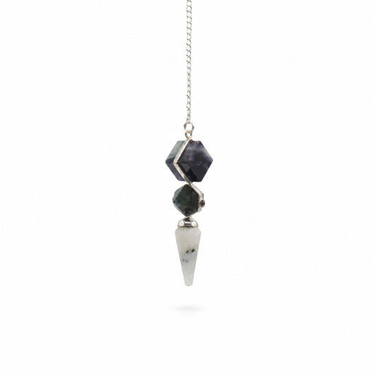 Psychic Gateway Edition - Three Piece Pendulum - Multi Fluorite - Labradorite - Rainbow Moonstone