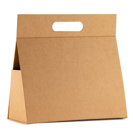 Flat Pack Gift Box - Lrg Hand Box  (28x12.5x26cm) - Brown Craft