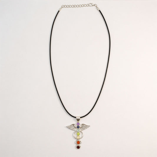 Indian Devotional Pendant - Silver Plated (45cm Cord)- Angel Chakra