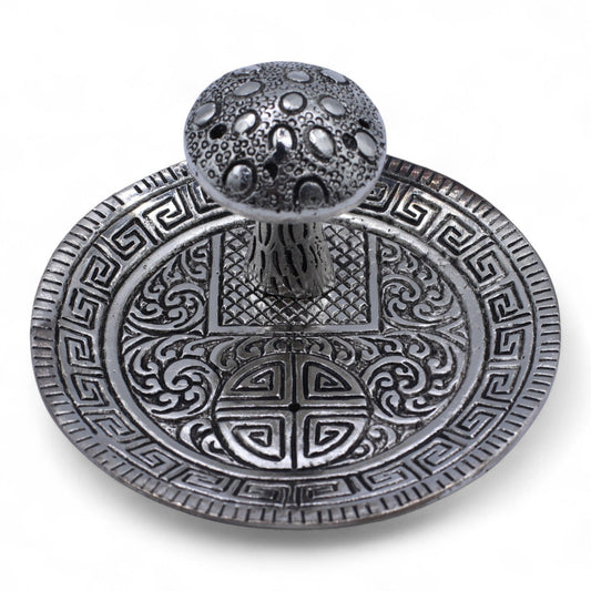 Mushroom Plate  - Silver Effect - Incense Holder