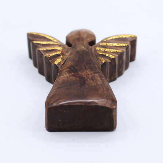 Small Mango Wood Angel - Gold Decor