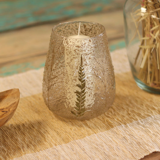 Natural Floral Glass - Large Bowl Candle Holder - Pino - (15x12cm)