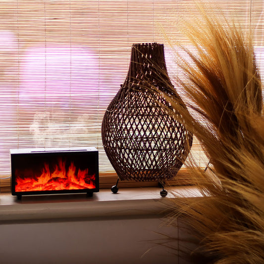 Flame Effect Aroma Diffuser with Birdsound - Black USB - Colour Change