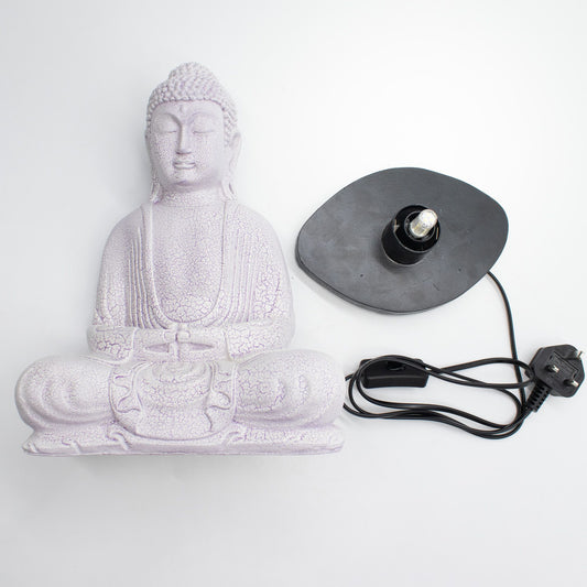 Meditation Buddha Lamp Lavender Crackle - Oval Stand
