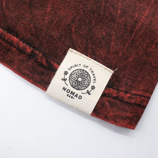 Nomad Sari Stonewashed Cotton T-Shirt - Dragon Mandala - Maroon - Small