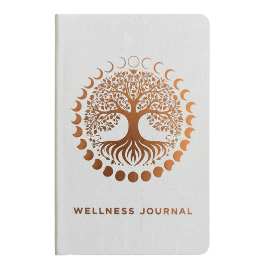 White Wellness Journal - 120 pages - Rose Gold Tree of Life