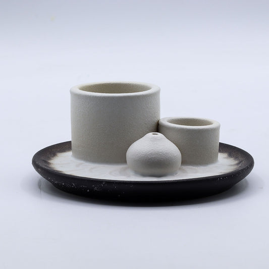 Palo Santo Stick & Smudge Holder - Mandala - White & Grey
