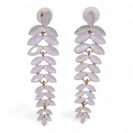 Pearl - Vintage Glass - Long Drop - Earrings