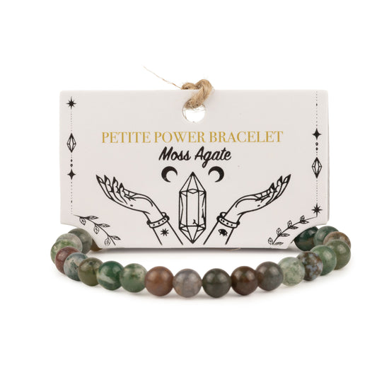 Petite Power Bracelet (17cmx6mm) - Moss Agate