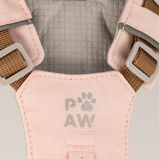 PAW - XS (2-4Kg) Dog Step-in Guardian Harness with Reflective Mesh - Soft Pink - Rose Quartz Charm