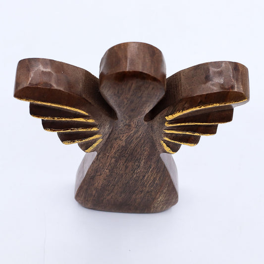 Large Mango Wood Angel - Gold Decor